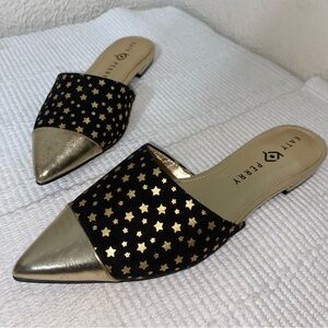 Katy Perry Collections Black/Gold Star Pointed Slide Mules